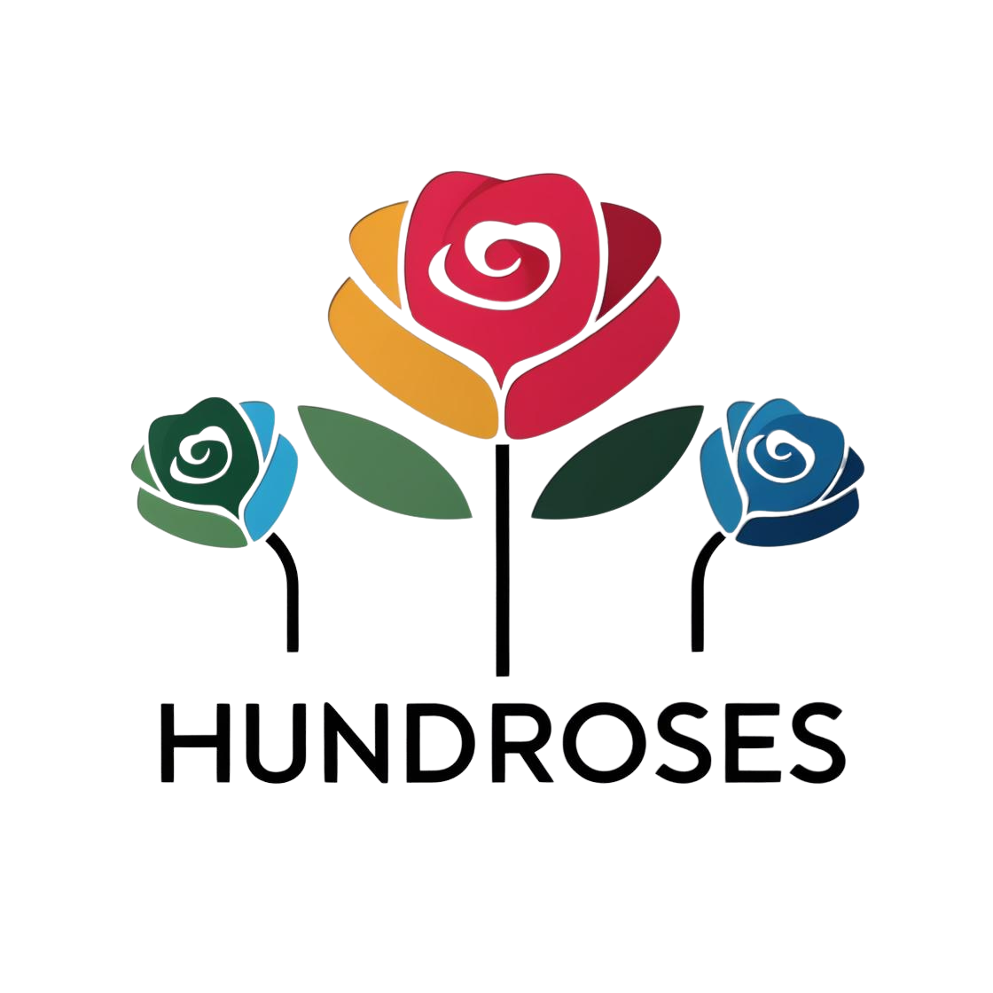 A logo with colorful flowers